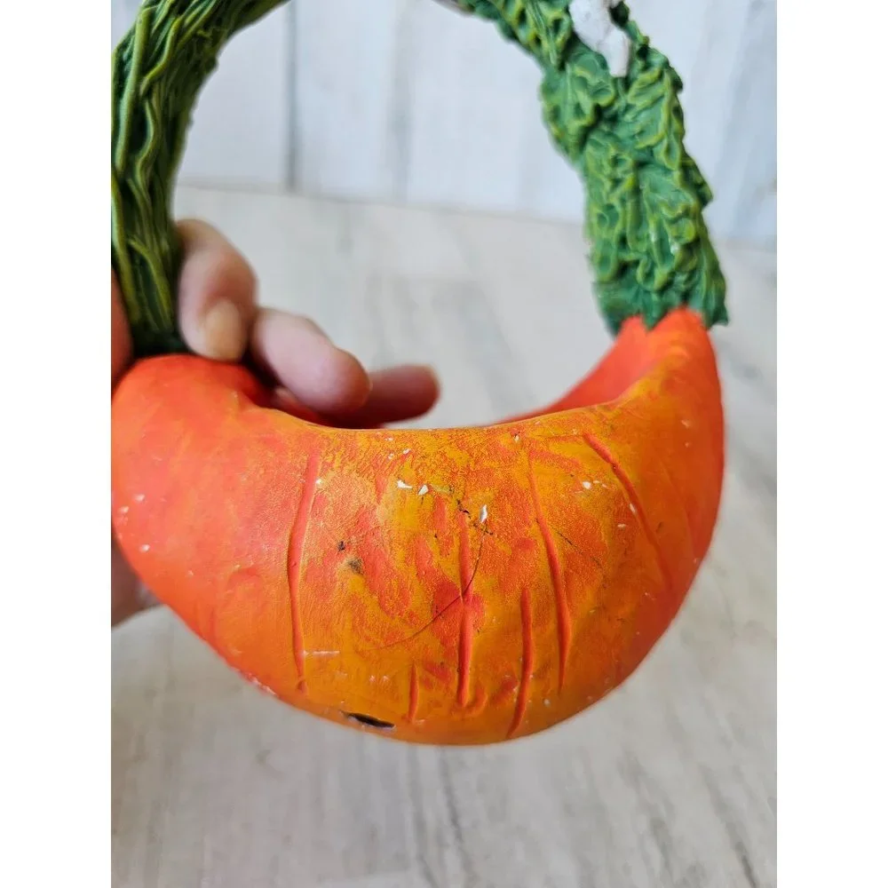 Vintage dept 56‎ carrot basket Easter decor as is spring bunny